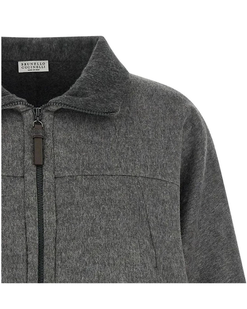 Brunello Cucinelli Bolero Jacket in gray, Virgin Wool — view 3