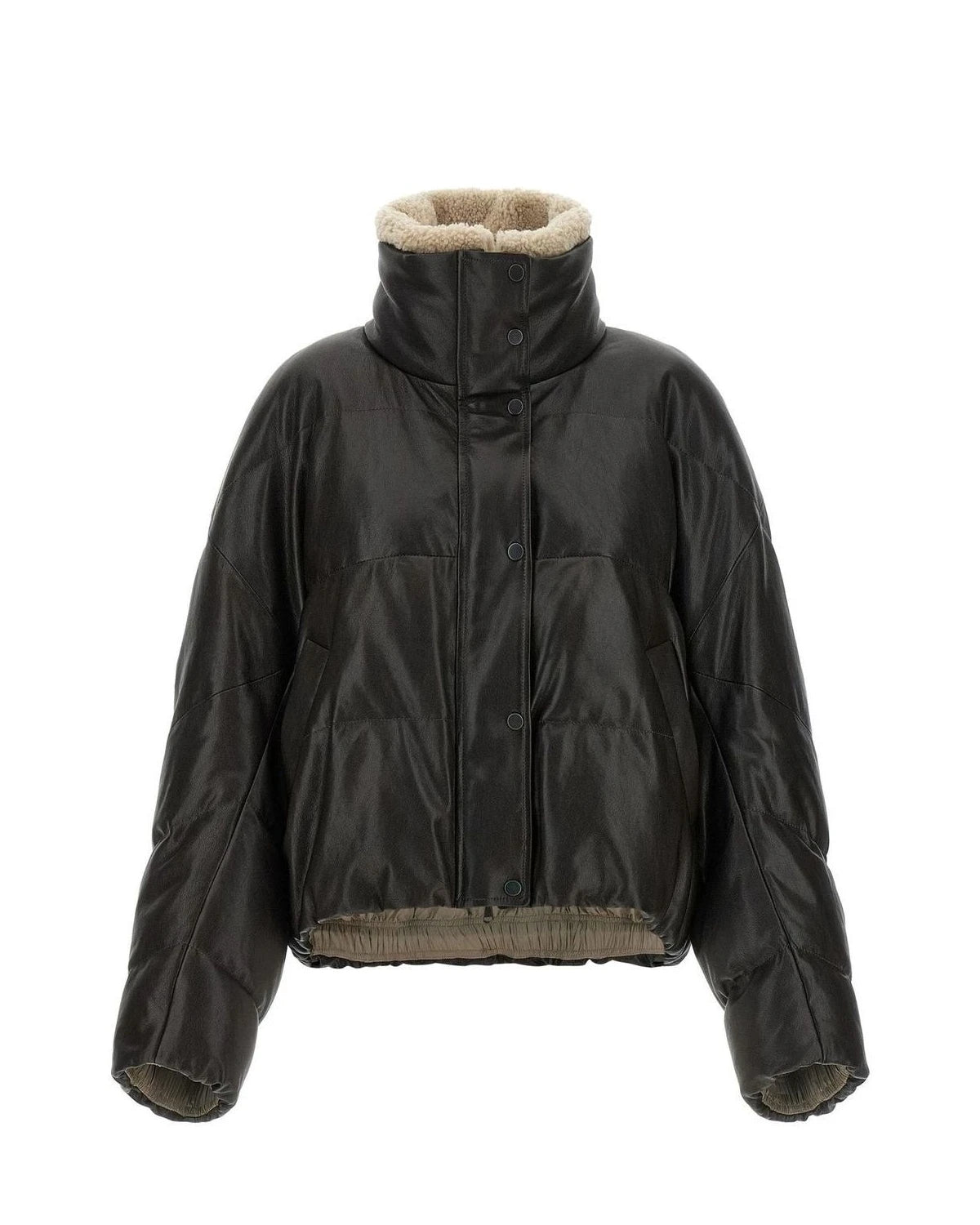 Brunello Cucinelli Puffer Jacket in brown, Lamb Leather