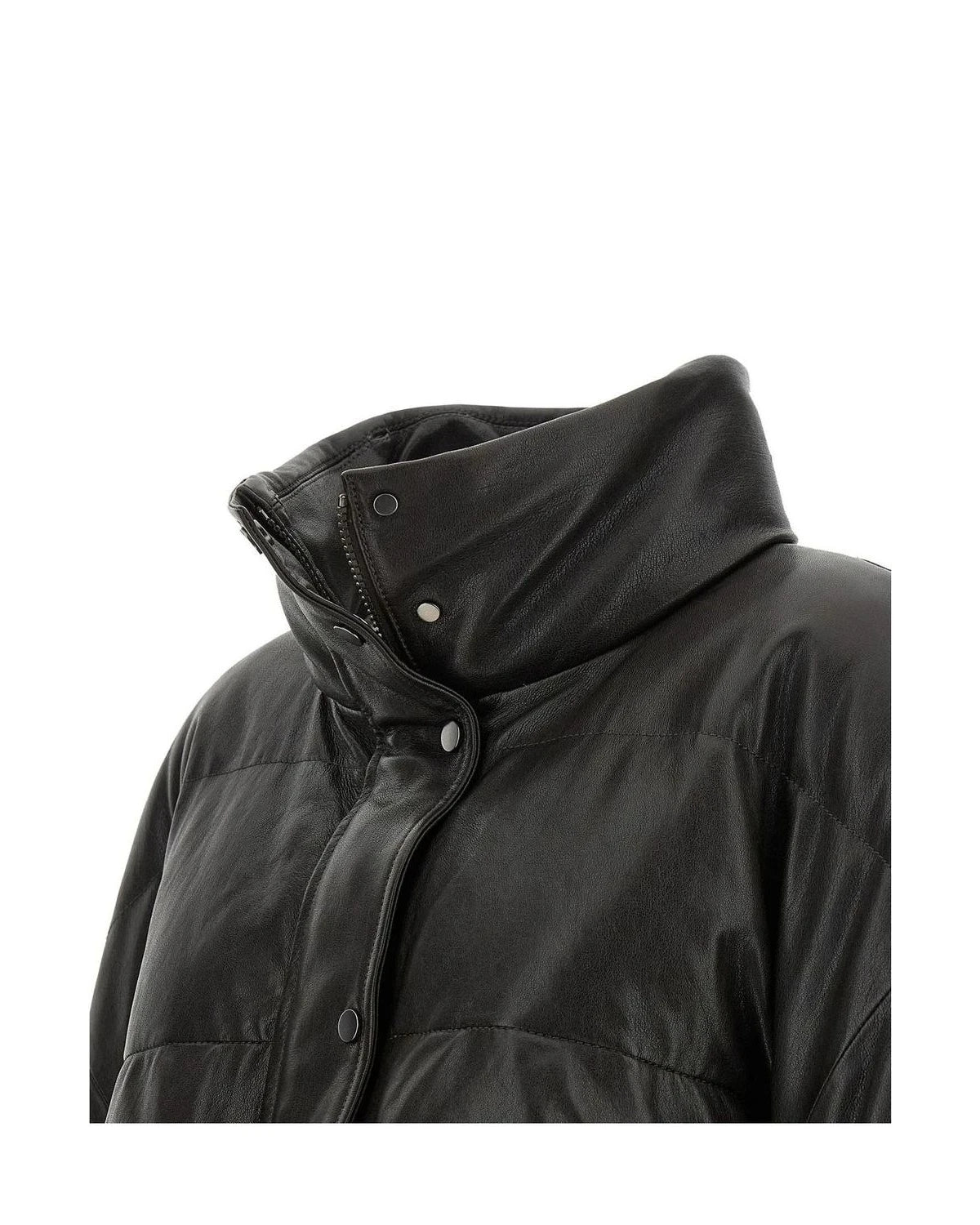 Brunello Cucinelli Puffer Jacket in brown, Lamb Leather — view 5