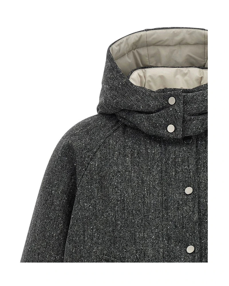 Brunello Cucinelli Bomber Jacket in gray, Virgin Wool — view 4