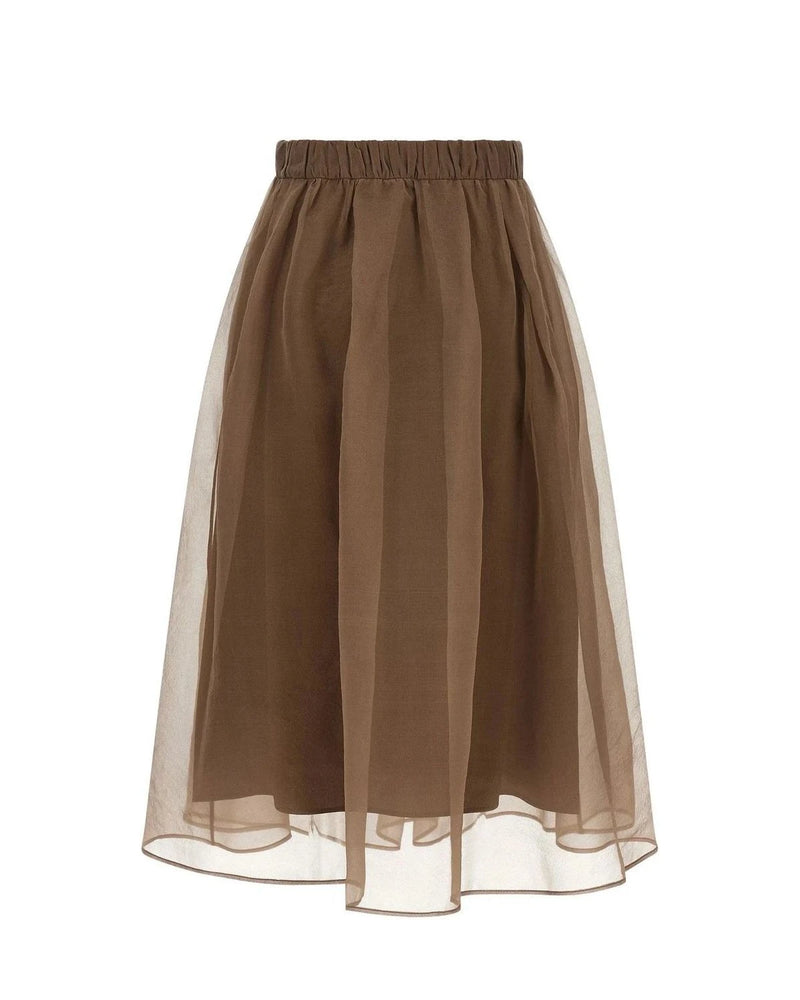 Brunello Cucinelli Skirt in brown, Silk — view 2