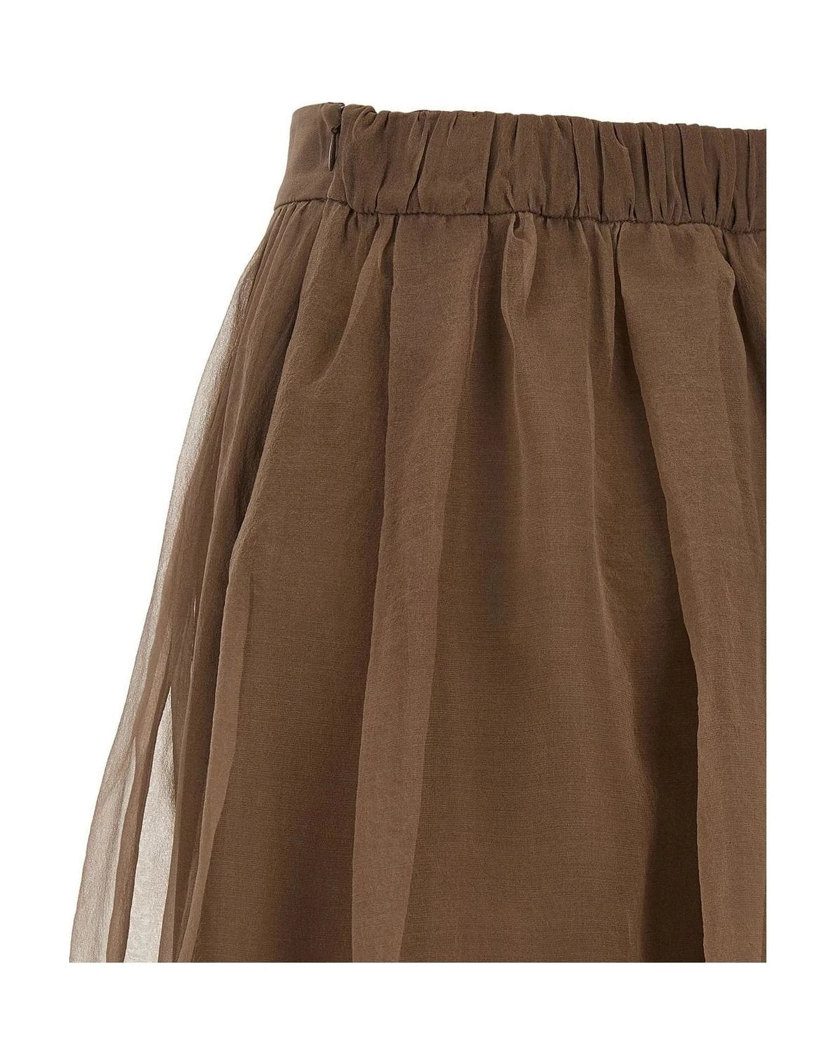 Brunello Cucinelli Skirt in brown, Silk — view 4