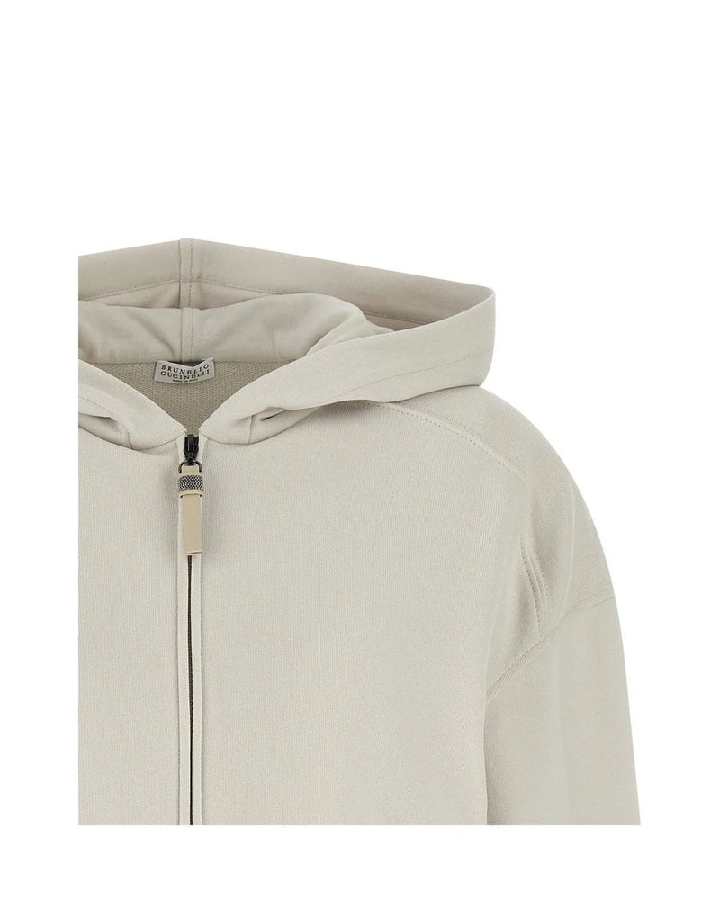 Brunello Cucinelli Hoodie in beige, Cotton — view 3