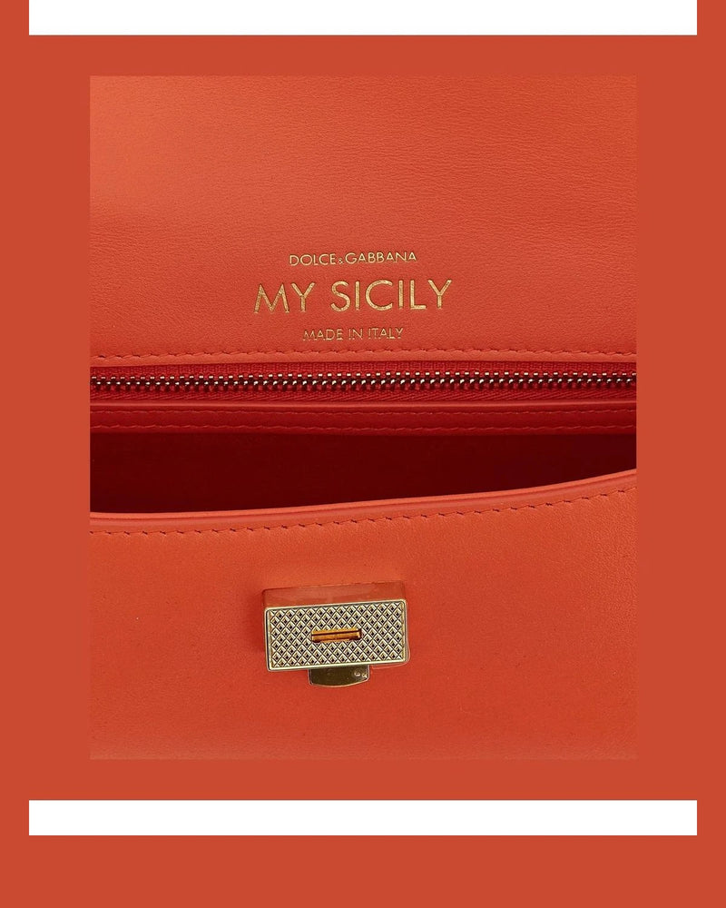 Dolce & Gabbana Satchel Bag in orange, Calf Leather — view 4