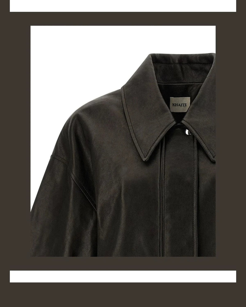 Khaite Bomber Jacket in black, Lamb Leather — view 3
