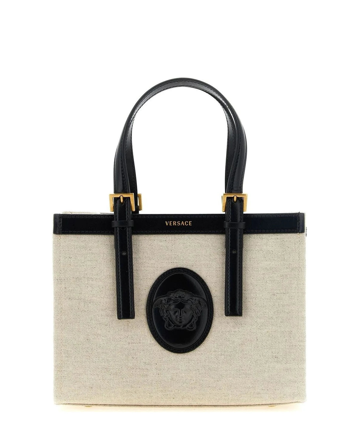 Versace Satchel Bag in beige, Linen