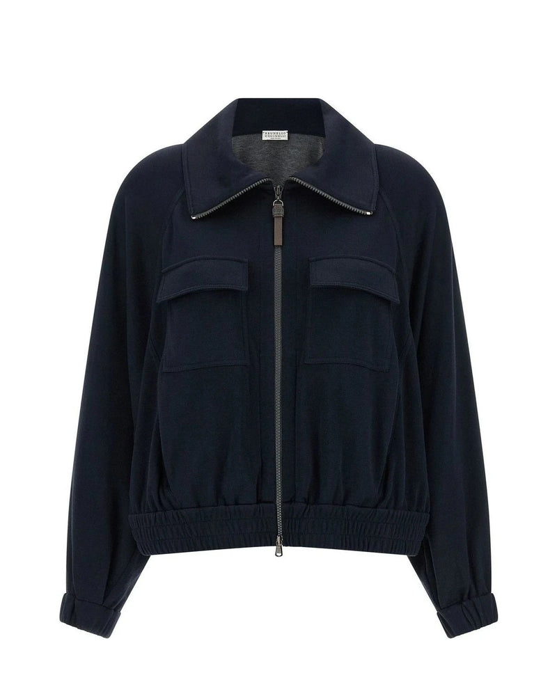 Brunello Cucinelli Bomber Jacket in blue, Cotton