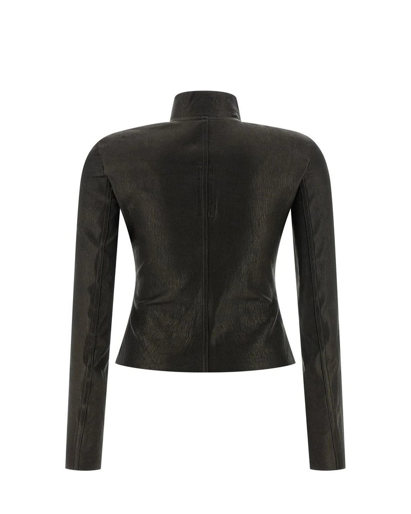Rick Owens Trucker Jacket in black, Lamb Leather — view 2