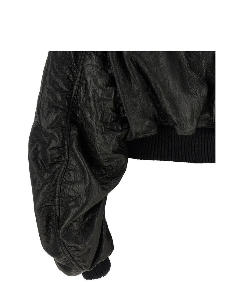 Rick Owens Bomber Jacket in black, Lamb Leather — view 4
