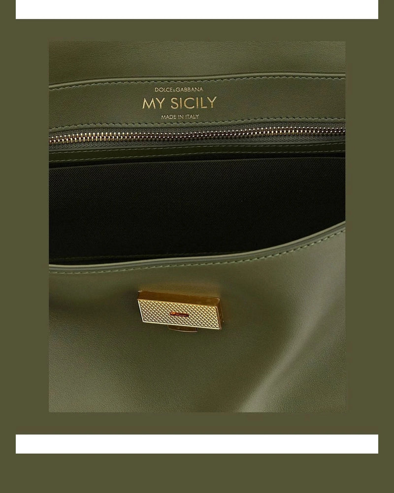 Dolce & Gabbana Satchel Bag in green, Calf Leather — view 4
