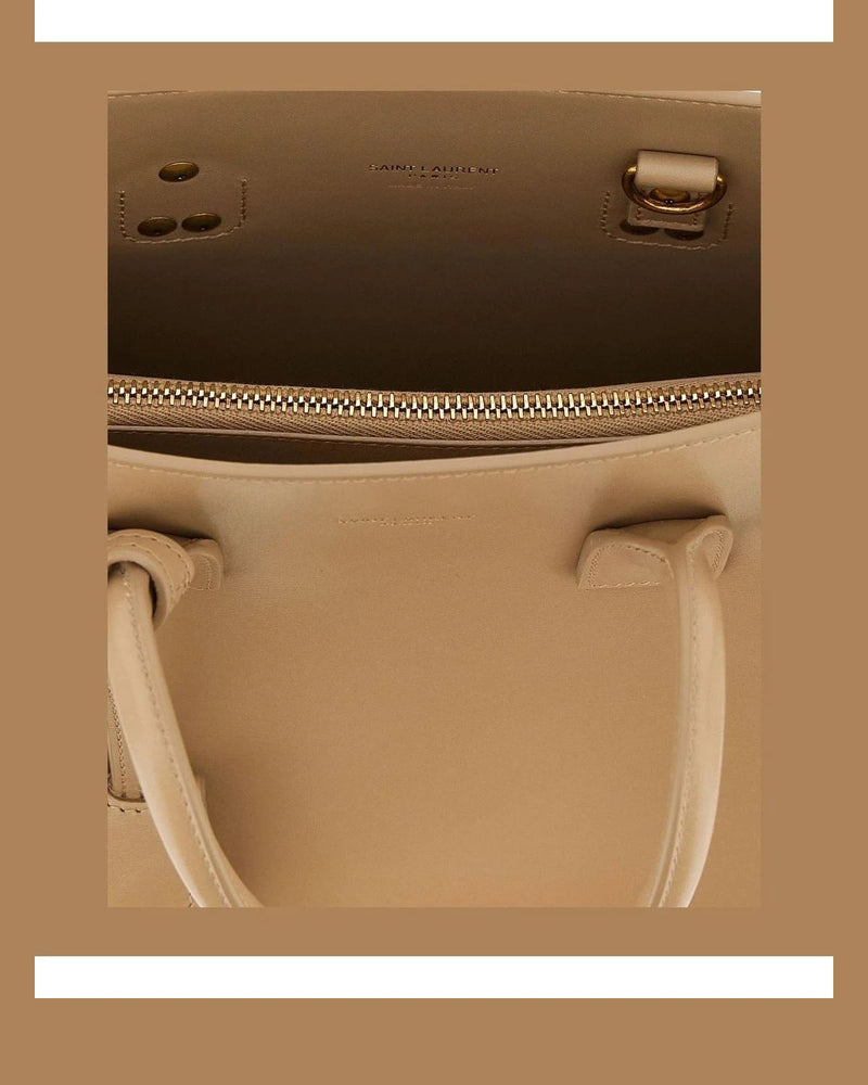 Saint Laurent Satchel Bag in beige, Calfskin Leather — view 4