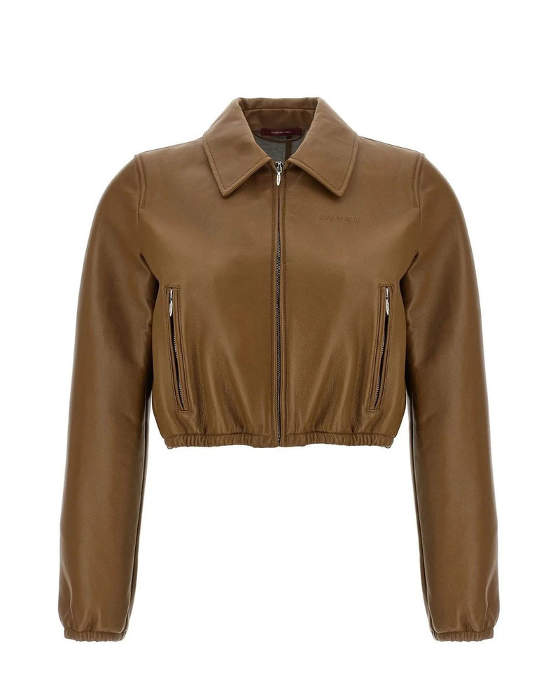 Gucci Bomber Jacket in beige, Lamb Leather