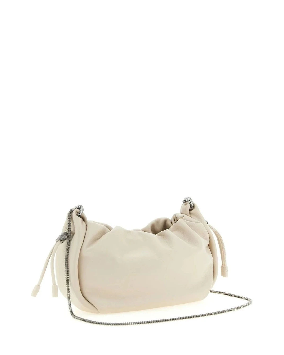 Brunello Cucinelli Cross Body Bag in white, Lamb Leather — view 2