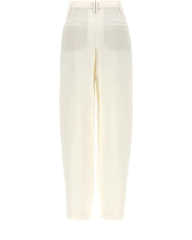Brunello Cucinelli Palazzo Pant in white, Silk — view 2
