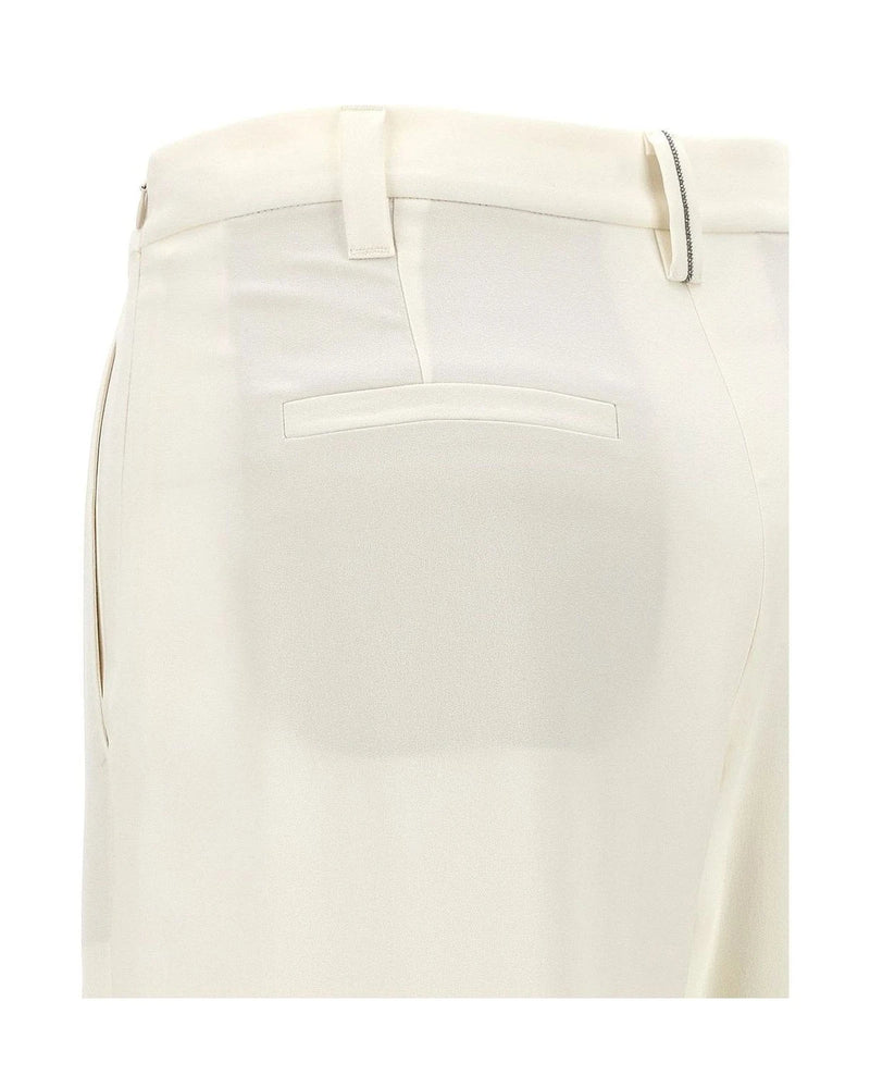 Brunello Cucinelli Palazzo Pant in white, Silk — view 4