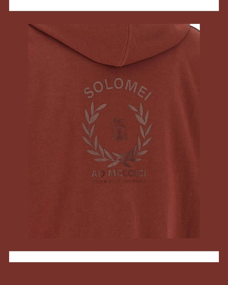 Brunello Cucinelli Hoodie in red, Cotton — view 4