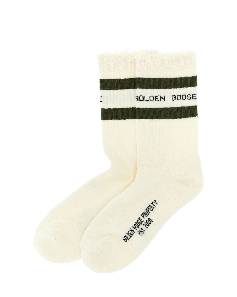 Golden Goose Crew Sock in beige, Cotton