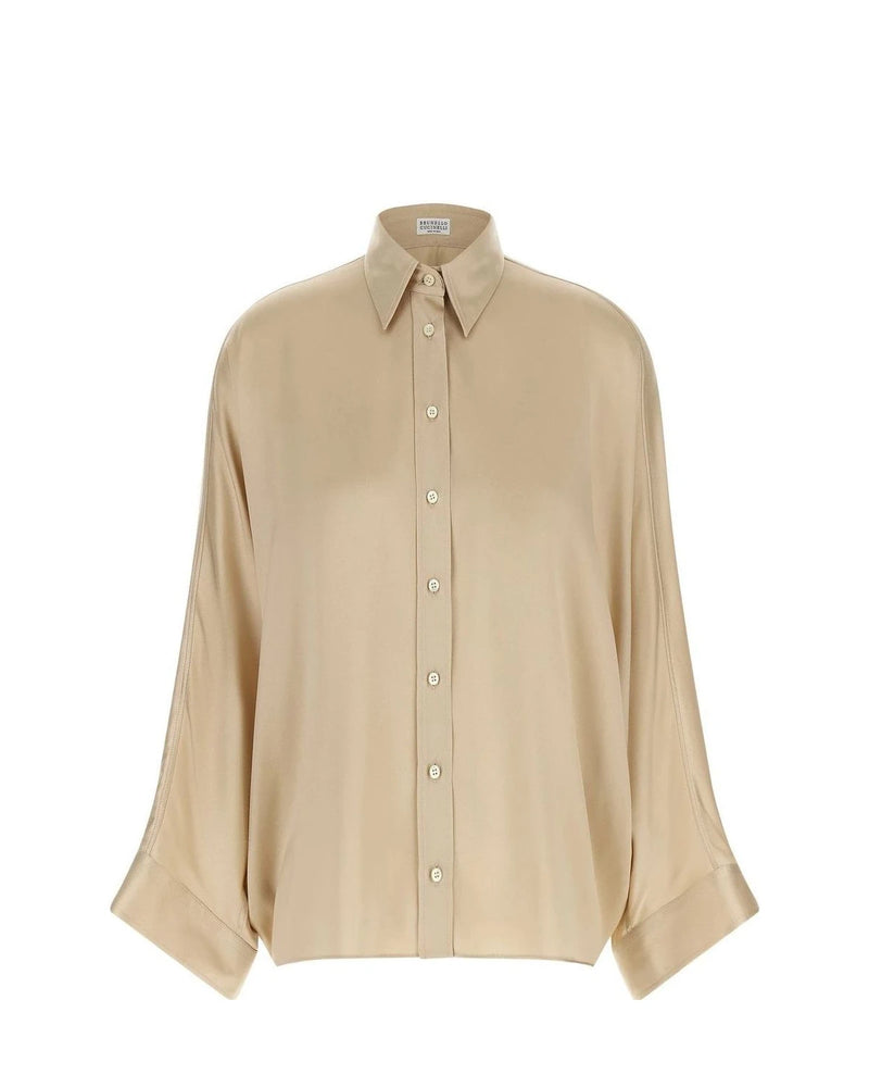 Brunello Cucinelli Blouse in beige, Silk