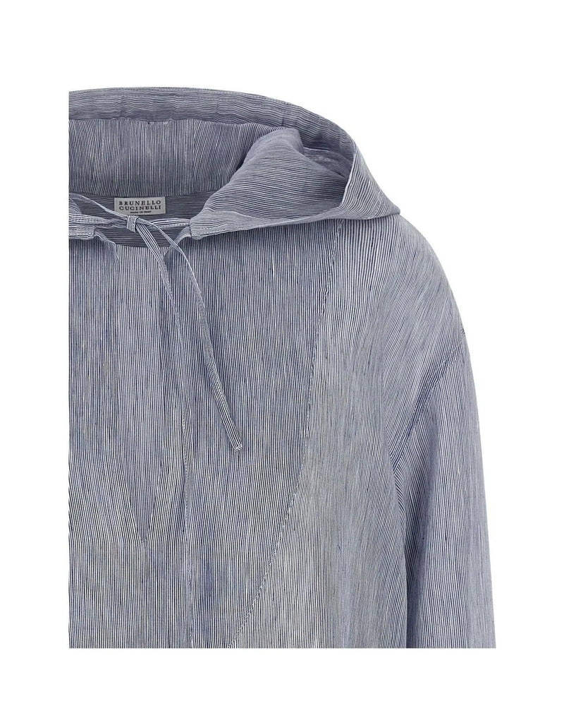 Brunello Cucinelli Blouse in blue, Linen — view 3