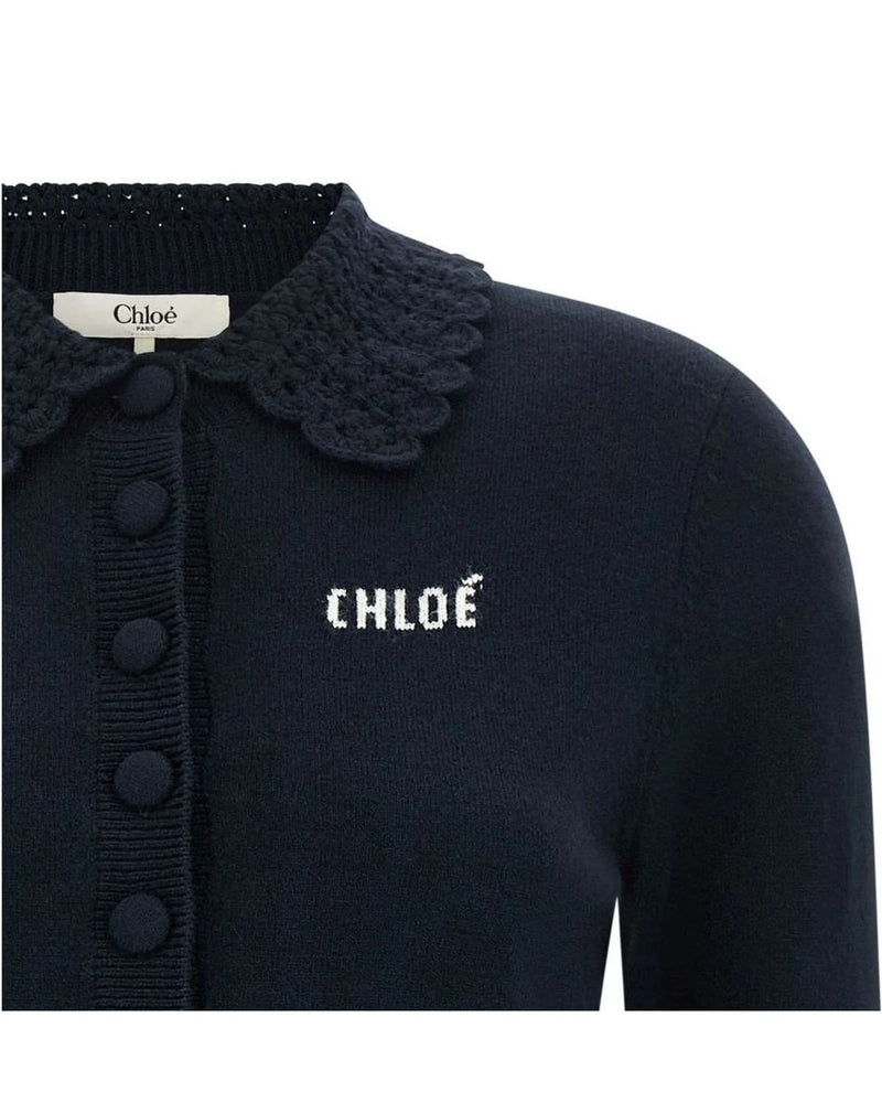 Chloé Cardigan in blue, Wool — view 3