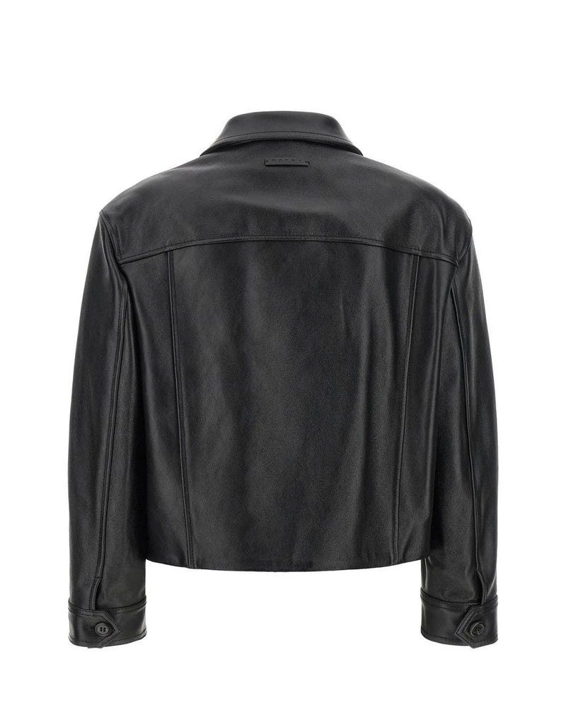 Marni Trucker Jacket in black, Calfskin Leather — view 2