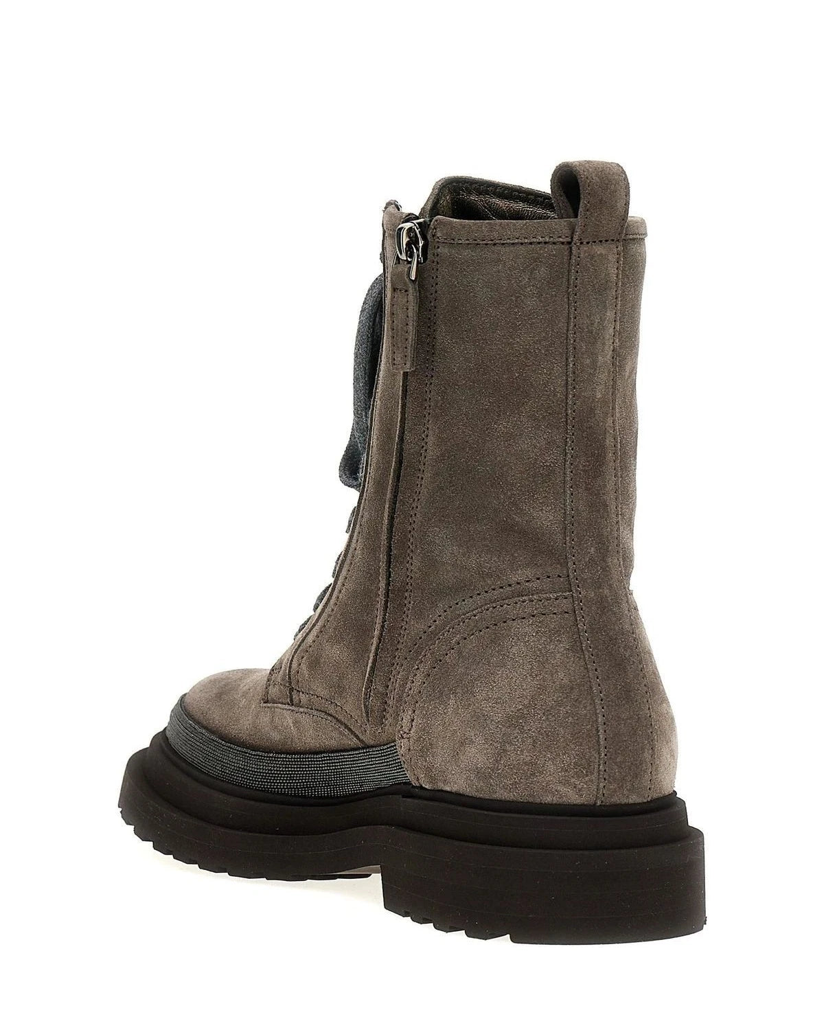 Brunello Cucinelli Ankle Boots in gray, Leather — view 3