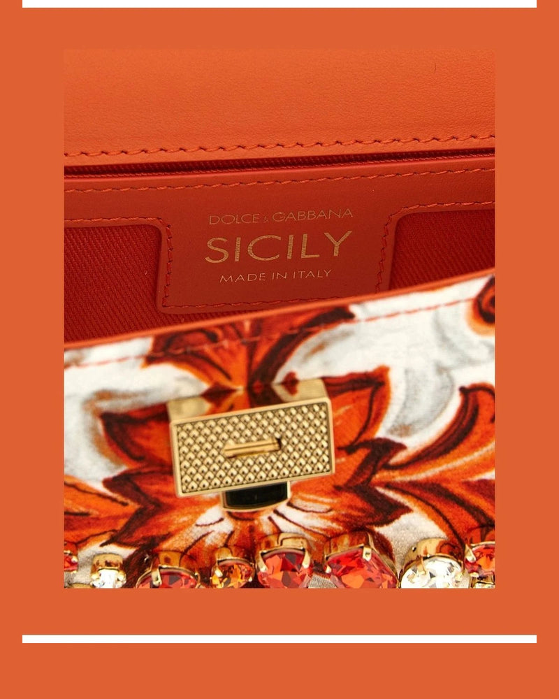 Dolce & Gabbana Satchel Bag in orange, Cotton — view 4