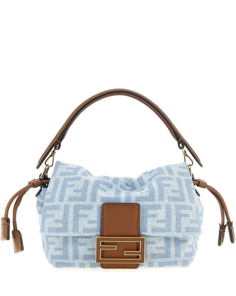 Fendi Baguette Handbag in blue, Cotton