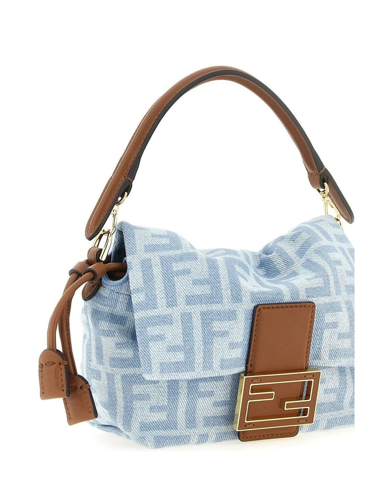 Fendi Baguette Handbag in blue, Cotton — view 4