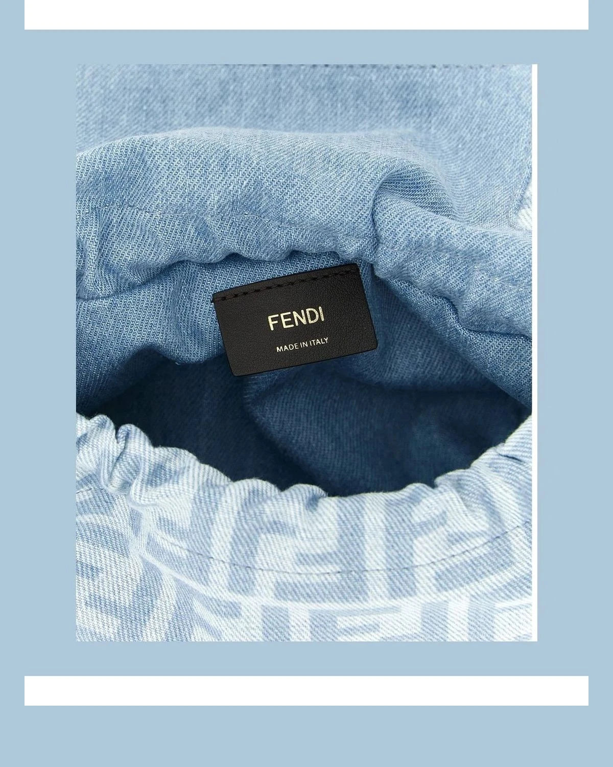 Fendi Baguette Handbag in blue, Cotton — view 5