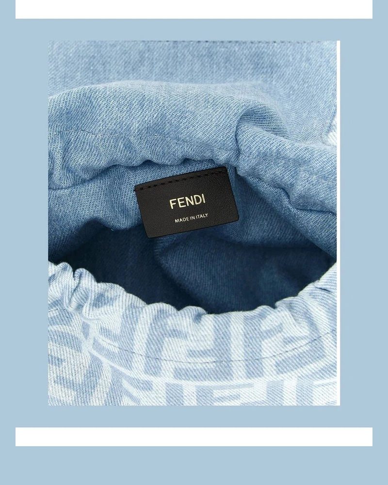 Fendi Baguette Handbag in blue, Cotton — view 5