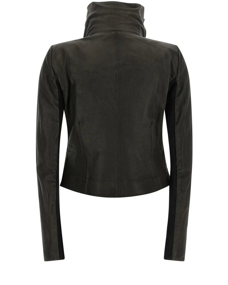 Rick Owens Trucker Jacket in black, Lamb Leather — view 2