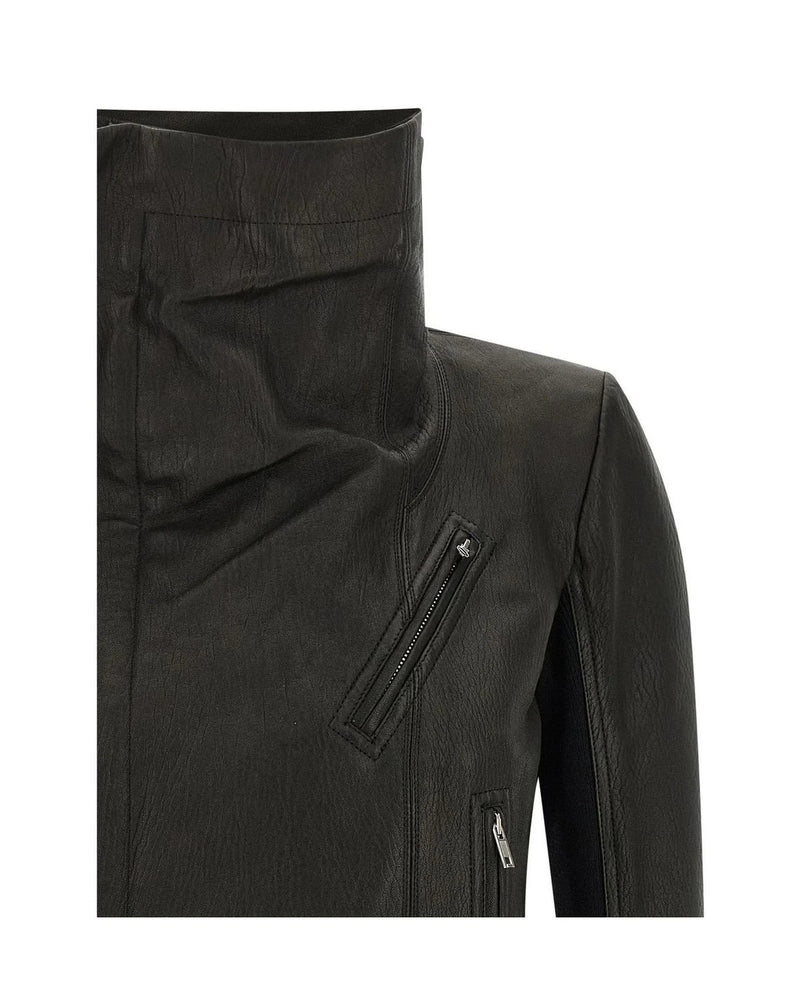 Rick Owens Trucker Jacket in black, Lamb Leather — view 3