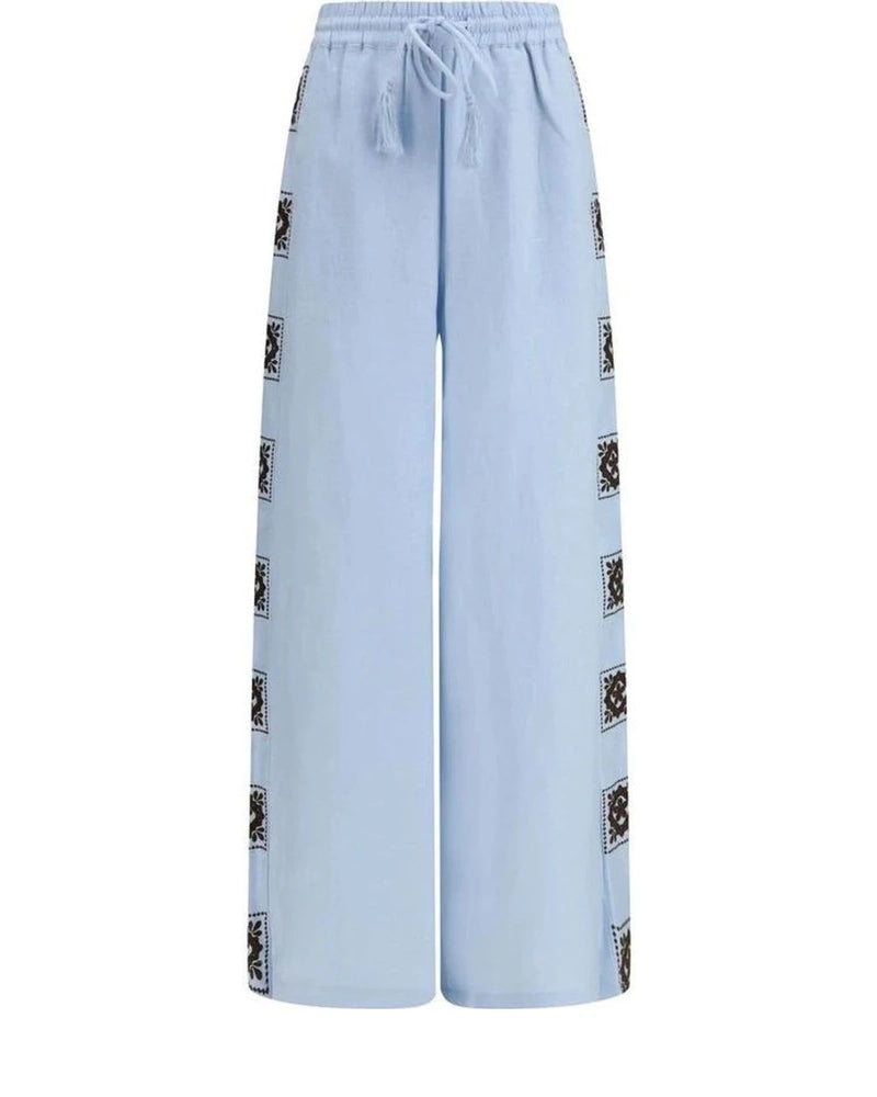 Alemais Palazzo Pant in blue, Linen
