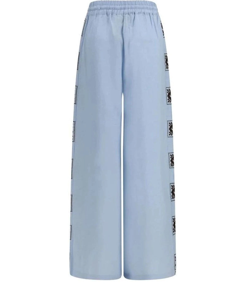 Alemais Palazzo Pant in blue, Linen — view 2