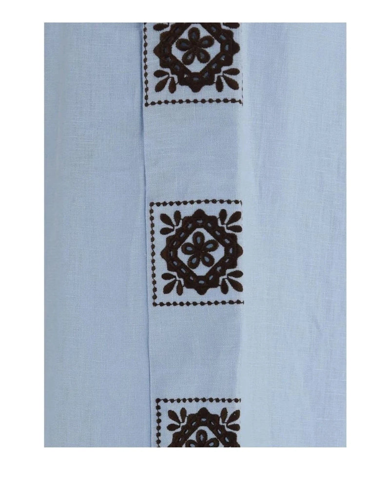 Alemais Palazzo Pant in blue, Linen — view 3