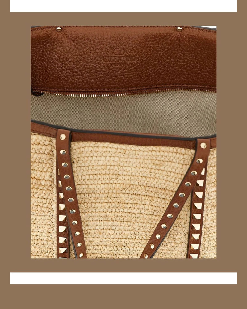 Valentino Garavani Shopping Tote in beige, Straw — view 4