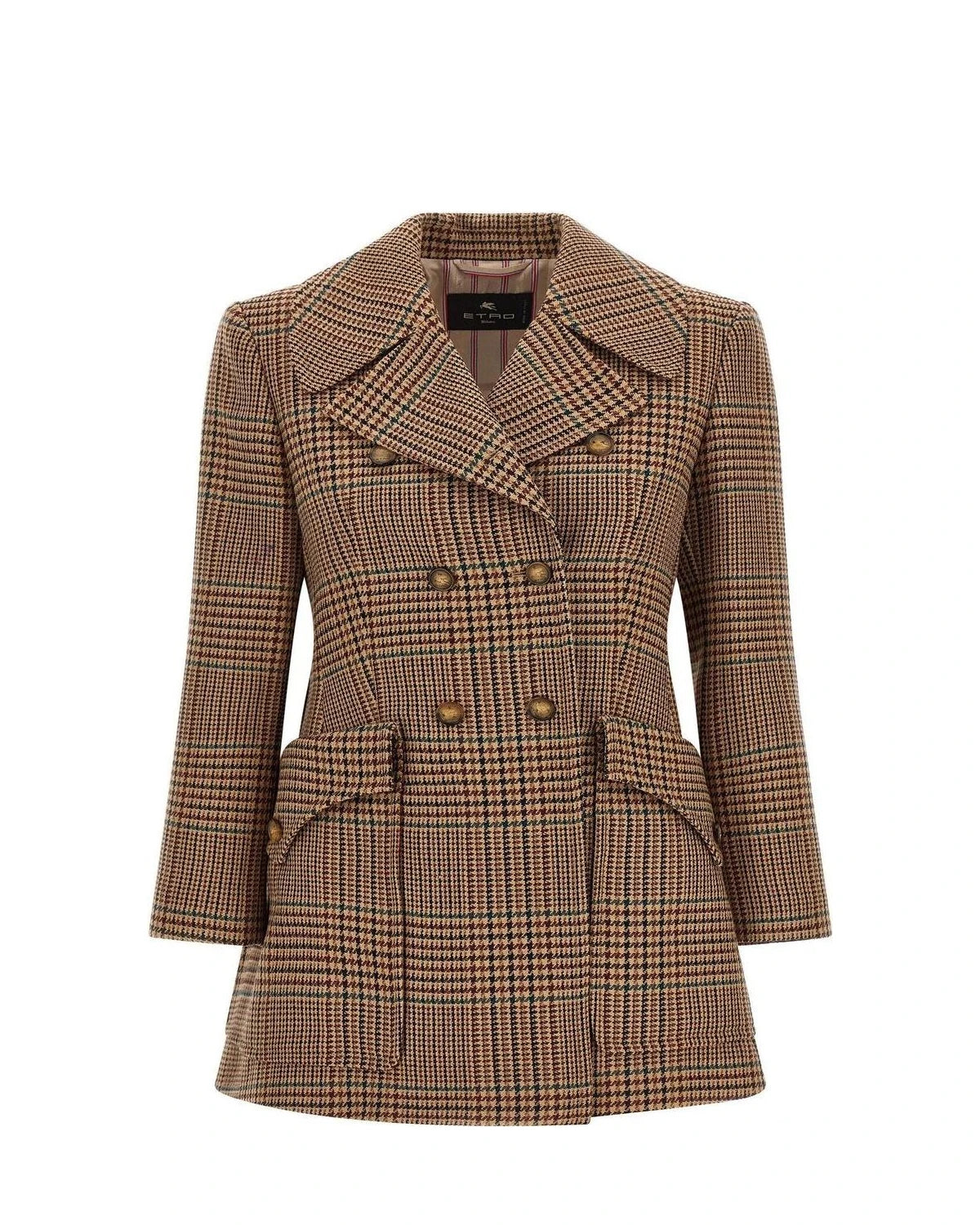 Etro Pea Coat in brown, Wool