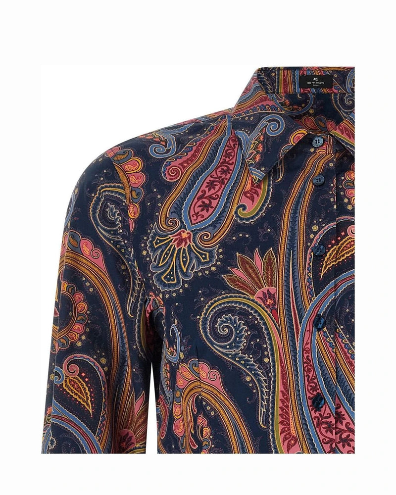 Etro Dress Shirt in blue, Cotton — view 3