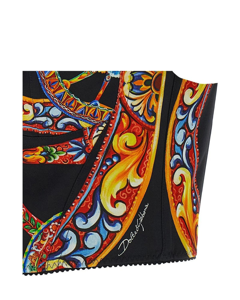 Dolce & Gabbana Multicolor Silk Corset Top