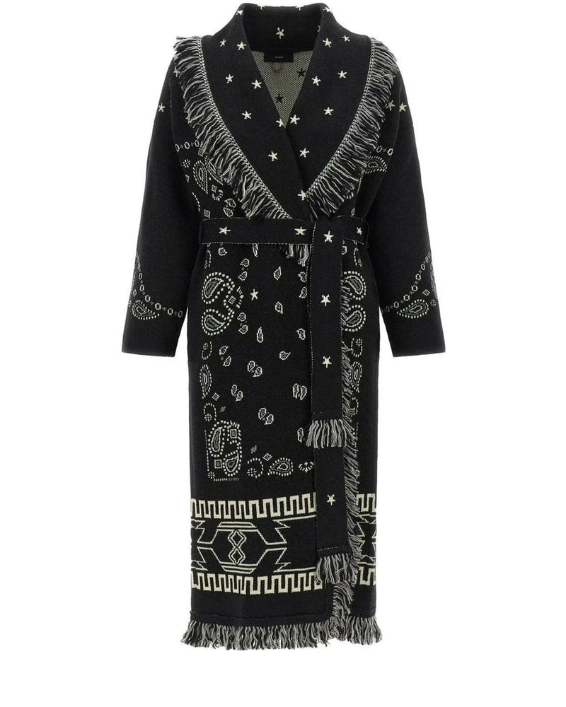 Alanui Wrap Coat in black, Virgin Wool