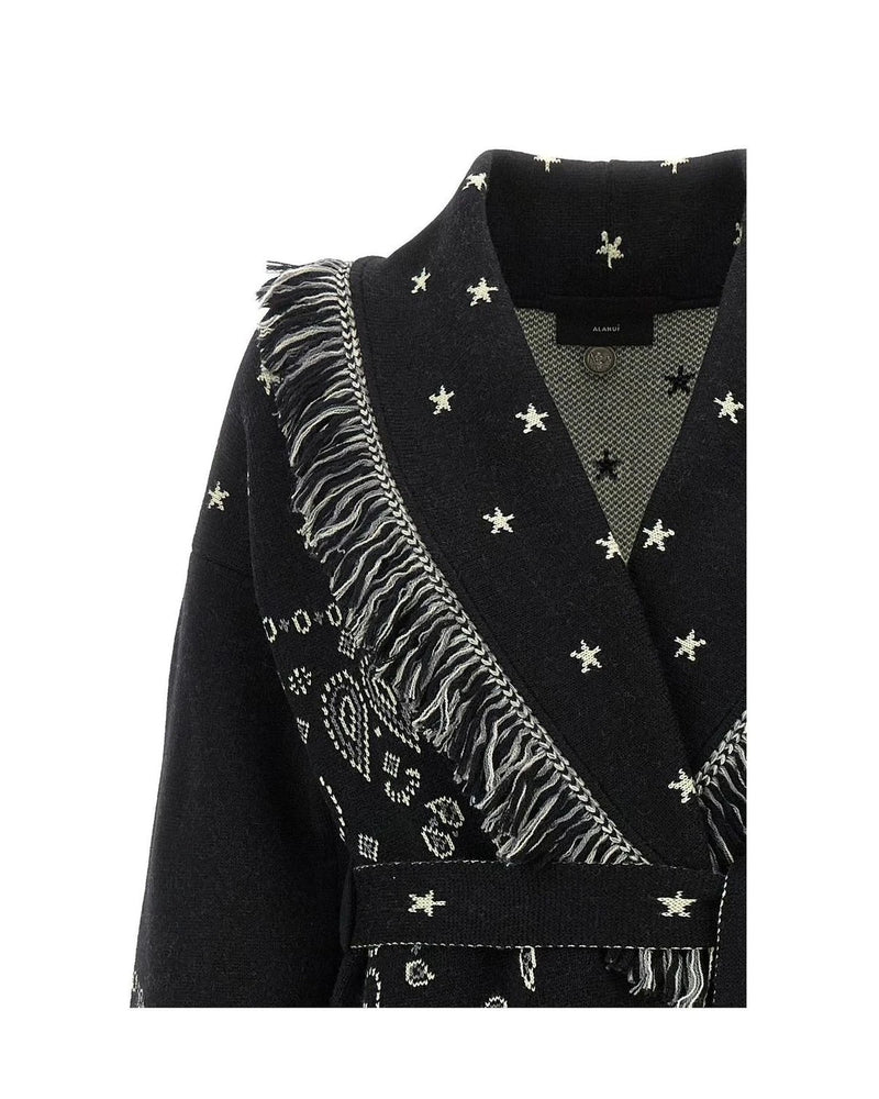 Alanui Wrap Coat in black, Virgin Wool — view 3