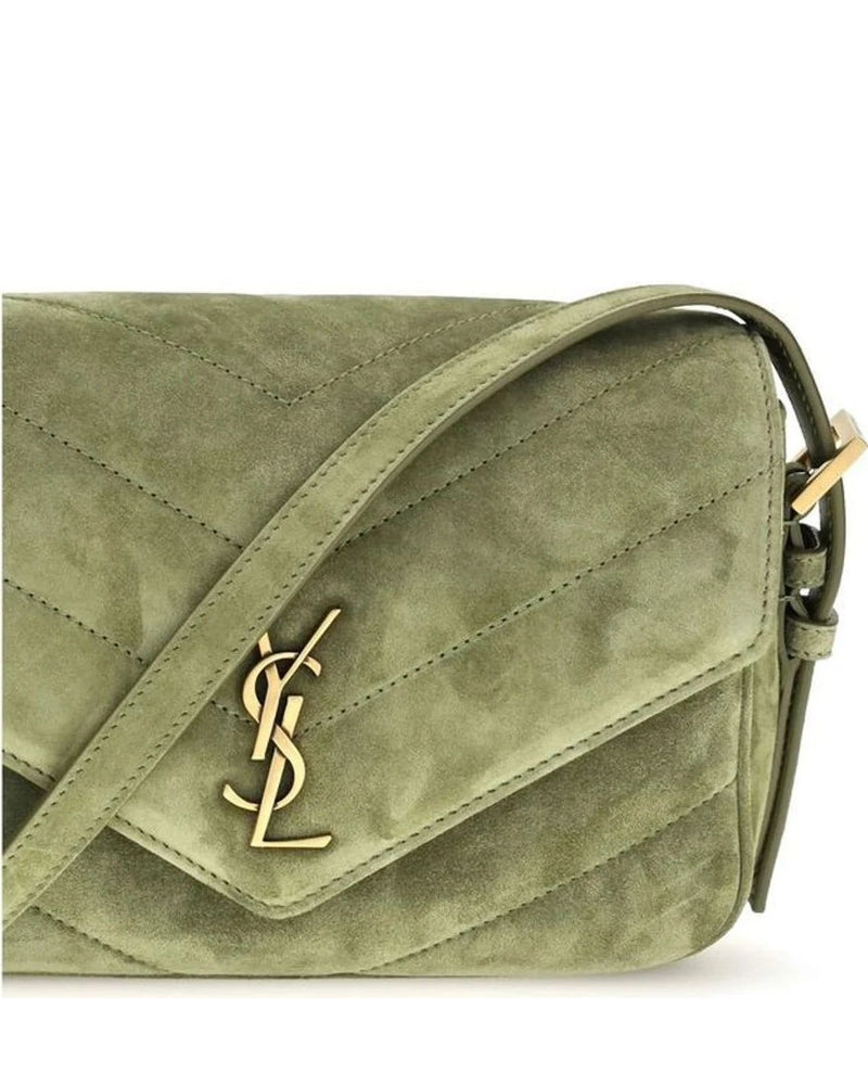Saint Laurent Cross Body Bag in green, Suede — view 4