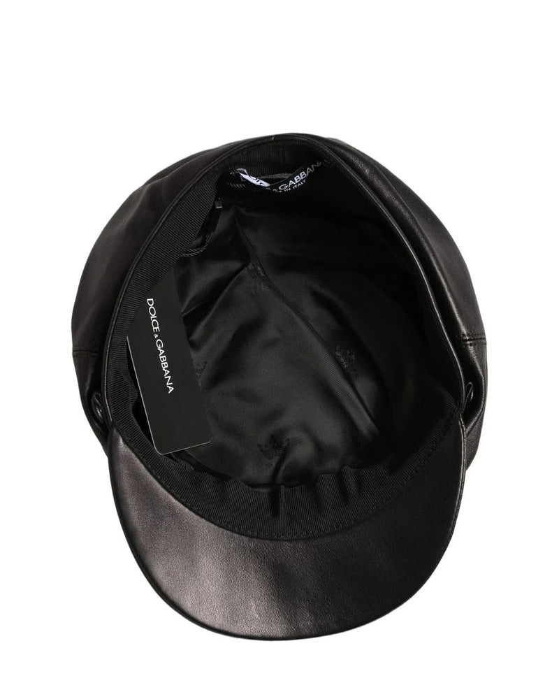 Dolce & Gabbana Newsboy Cap in black, Lamb Leather