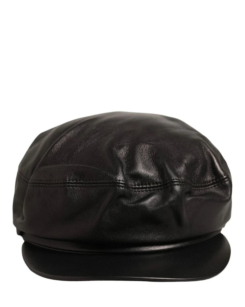 Dolce & Gabbana Newsboy Cap in black, Lamb Leather — view 2