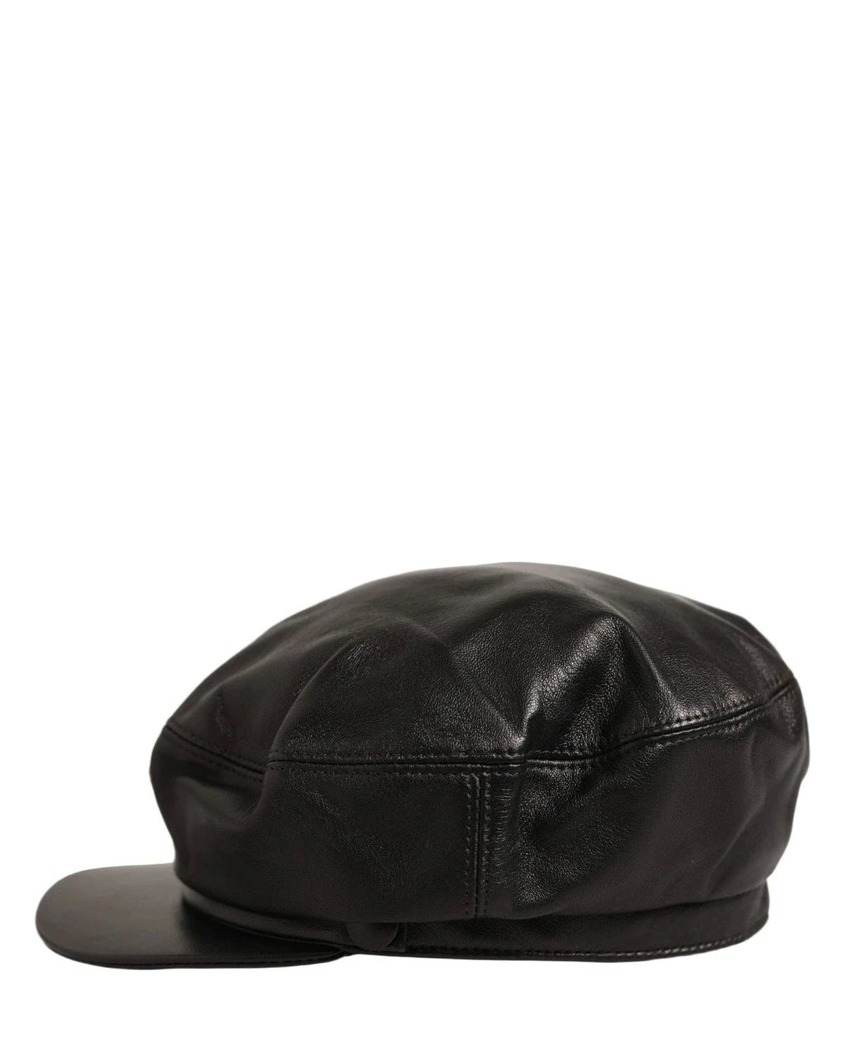 Dolce & Gabbana Newsboy Cap in black, Lamb Leather — view 4