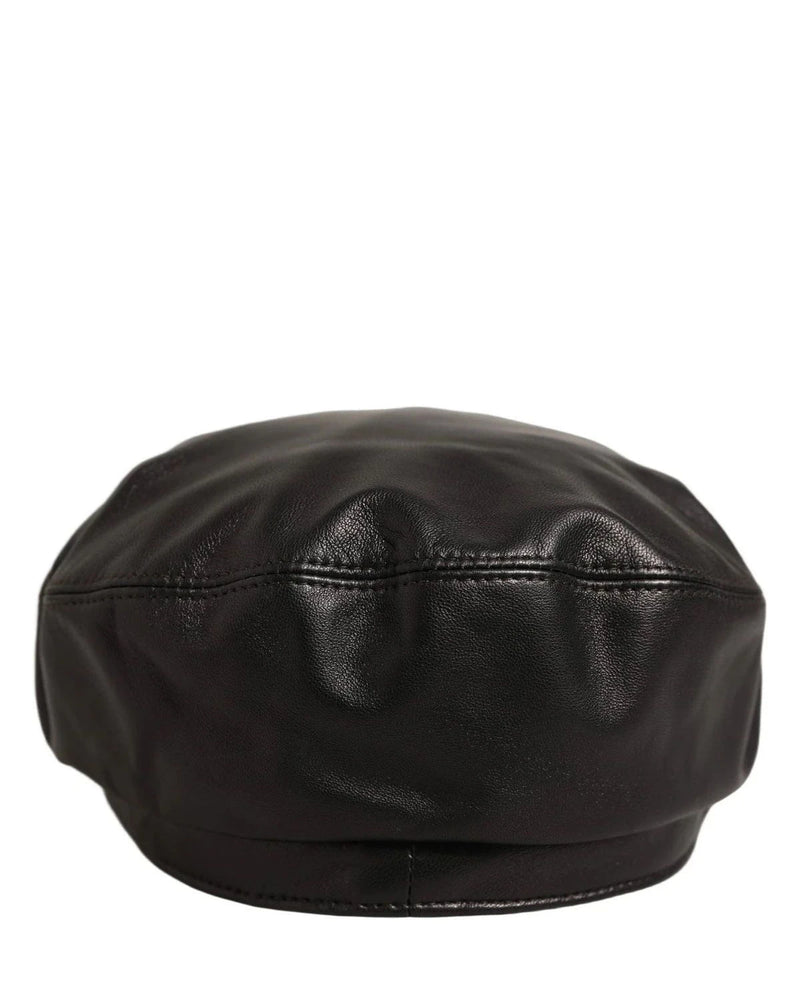 Dolce & Gabbana Newsboy Cap in black, Lamb Leather — view 5