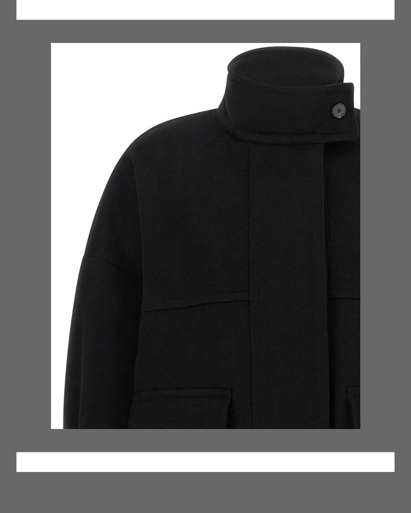 Alberto Biani Bomber Jacket in black, Wool — view 3