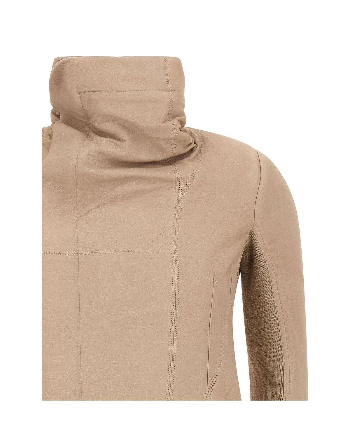 Rick Owens Trucker Jacket in beige, Lamb Leather — view 3