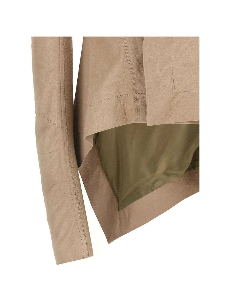 Rick Owens Trucker Jacket in beige, Lamb Leather — view 4